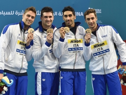 La 4x50 maschile festeggia la medaglia di bronzo