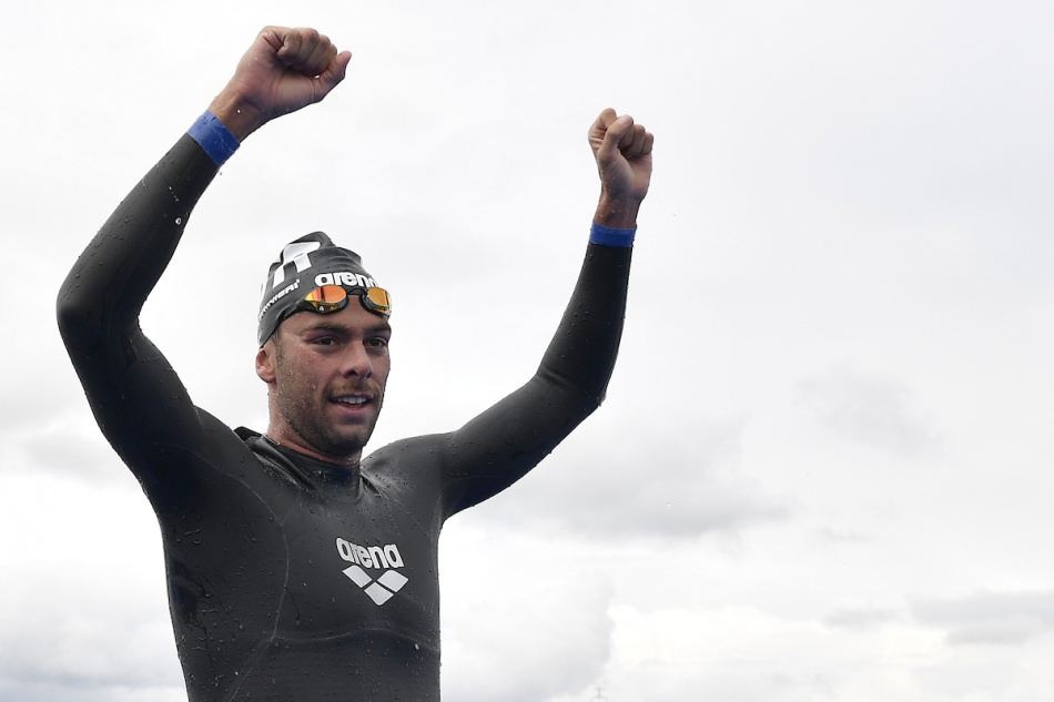 Gregorio Paltrinieri all'arrivo Gregorio Paltrinieri all'arrivo