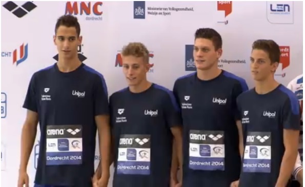 La staffetta 4x100 mista azzurra, bronzo agli Europei